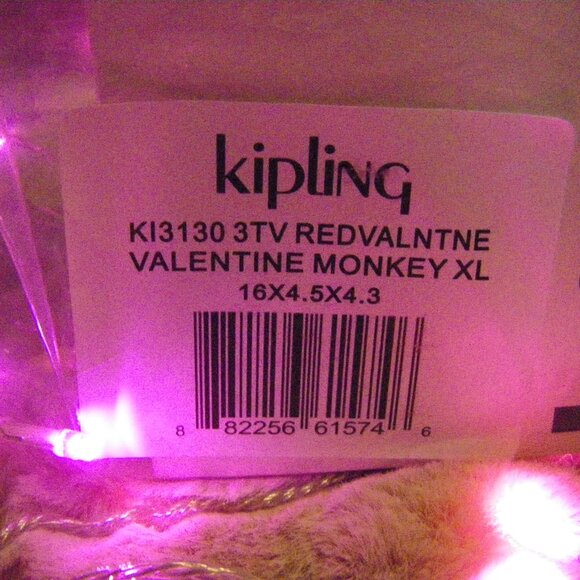 Kipling Sven EXTRA LARGE SIZE Red Valentine Monkey Keychain New In Box - Picture 8 of 11